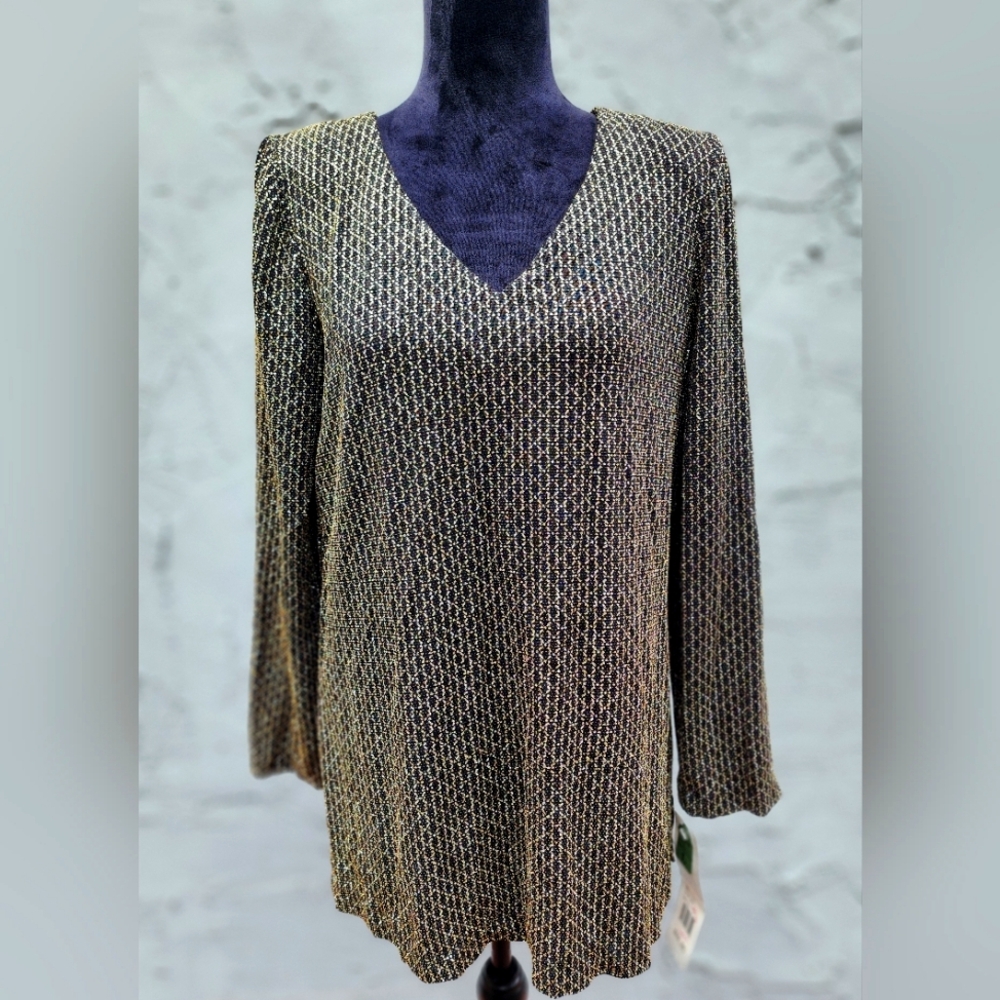 Alex Evenings Formal Sparkle Long Sleeved Tunic Top